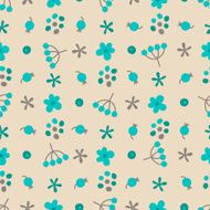 Seamless pattern with small flowers and berries N7