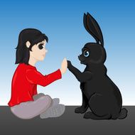 girl and rabbit