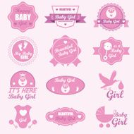 Baby Girl Badge Labels and Icons set