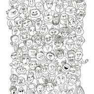 Funny pattern crowd of people faces