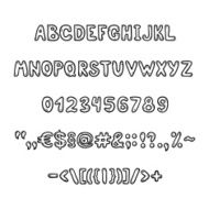 Black handwritten alphabet and figures
