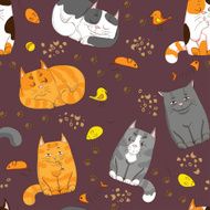 Cartoon seamless pattern with cute cats