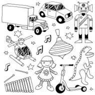 Hand drawn cute doodle toys set 3 Vector illustration