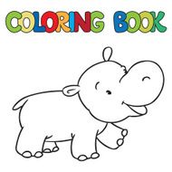 Coloring book of little funny hippo N4