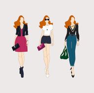 Hand drawn fashion girls N2