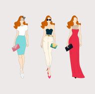Hand drawn fashion girls N5