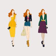 Hand drawn fashion girls N6