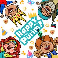 Funny Happy Purim greeting card Vector illustration N2