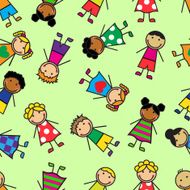Cartoon seamless pattern with children