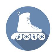 roller skate icon with a long shadow on white