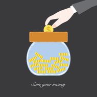 hand save money to jar vector illustration eps10