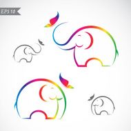 Vector image of elephant and butterfly on white background