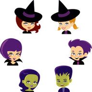 Set of Halloween 6 Cartoon Characters