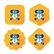 elephant doll flat icon with long shadow eps10 N4