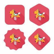 playground toy horse flat icon with long shadow N8