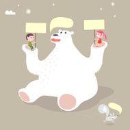 Eco-signs Polar bear and kids illustration