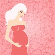 Beautiful pregnant girl on a large term Vector