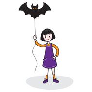 Girl with bat balloon