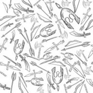 Hand Drawn Weapons Seamless Pattern Vector N4