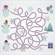 Snowmen labyrinth game for Preschool Children vector