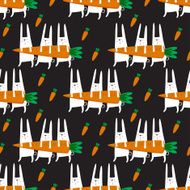 Seamless vector pattern with rabbits and carrots
