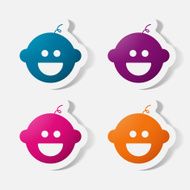 Paper clipped sticker baby face boy N8