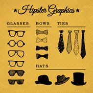 Hipster graphic set on the vintage background