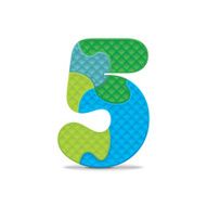 Vector number 5 written with alphabet puzzle