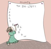 Toddler creating mum&#039;s To Do list