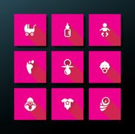 Vector flat baby icon set N5