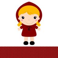 Cute retro Red riding hood isolated on white