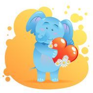 Elephant pet isolated holding heart N2