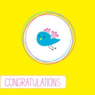 Congratulations card with cute blue bird