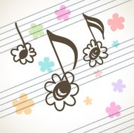 Kids musical doodles floral background