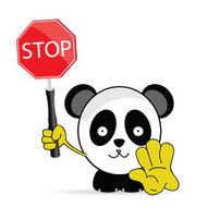 sweet and funny panda with sign stop vector