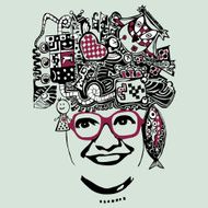 Vector abstract smiling woman in glasses