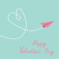 Origami paper plane Dash heart in the sky Valentines Day