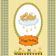 baby shower card with sleepy teddy bear N11