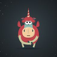 Magic little mythical unicorn with a spiral horn