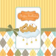 baby shower card with sleepy teddy bear N12