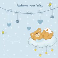 baby shower card with sleepy teddy bear N13