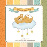 baby shower card with sleepy teddy bear N15