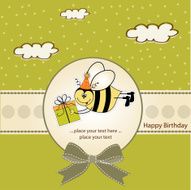 birthday card with bee N6