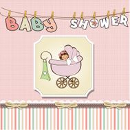 Baby girl announcement card N46