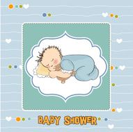 baby shower card with little boy N29
