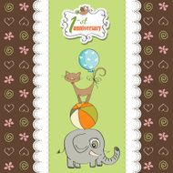 first anniversary card with pyramid of animals N14