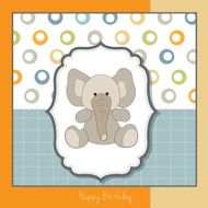 birthday greeting card with baby elephant N3