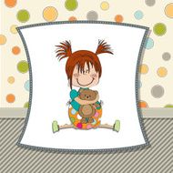 little girl sitting with her teddy bear N11
