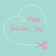 Big dash heart and scissors Happy Valentines day card