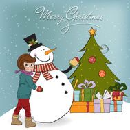 Cute little girl with snowman N5